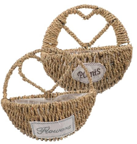 BESPORTBLE Panier de Fleurs Mural Tressé 2pcs en Paille pour Plantes