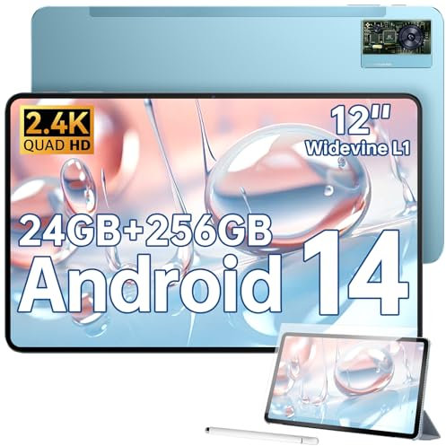 OUKITEL OT5S Tablet 12 Pulgadas 2.4K IPS Tablet Android 14 Tablet con Lapiz 24GB+256GB(TF 2TB) Gaming Tablet con Funda 8250mAh 16MP 4-Altavoces Widevine L1 Dual SIM 4G | Face ID | GPS | OTG | 5G WiFi