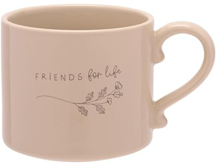 Widdop Moments Friends for Life Mug - Ceramic Stoneware Mug | Fawn Colour - Coffee Mug Tea Hot Drinks - Approx 350ml - Gift for Loved One Birthday Present