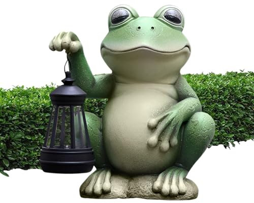 Luci solari a forma di rana da giardino all'aperto, decorazioni da giardino a rana solare, Statue da esterno da giardino in resina, Rane da giardino in resina, decorazioni per esterni per patio, balco