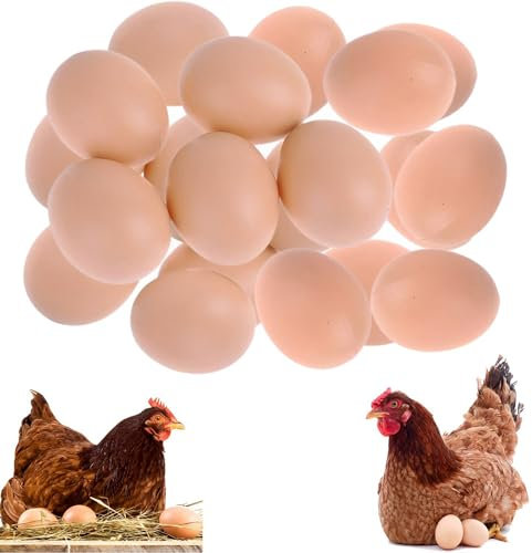 QIUMING 20Piezas Plástico Huevos Artificiales Huevos Falsos Huevos Artificiales Huevos de poliestirenoHuevos Simulados para manualidades, fomenta la puesta o evita comer huevos (marrón)