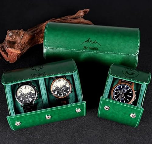 TPFOON Custom Watch Box - Customized 5 Farben Watch Box, 1 Slot / 2 Slot / 3 Slot Personalisierte PU-Leder-Uhr-Box, Reise-Uhr Fall, Personalisierte Uhr Aufbewahrungsbox Für Den Vatertag
