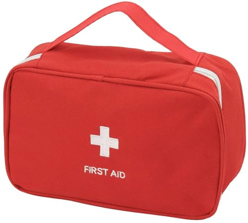 First Aid Bag Empty Medical Kit Pouch Travel Emergency Pouch Lightweight Medicine Storage Empty Bag Multifunctional Layered for Emergency Home Office Car Outdoors Boat Camping Hiking (Red)