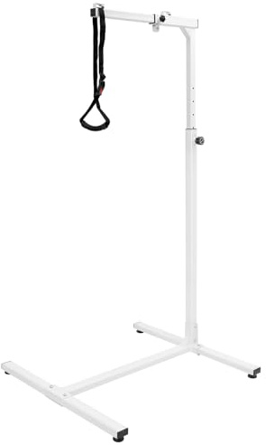 QWORK® Spjälsäng med trapetshandtag – fristående sängstöd för seniorer – justerbar höjd 130–175 cm, max belastning ca 100 kg