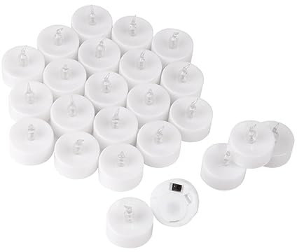 Angoily 24pièces Bougies LED sans Flamme avec Effet Vacillant Pack De Bougies Chauffe-Plat Décoratives à Lumière Blanche Chaude Fonctionnent avec Piles pour Événements Festifs Et