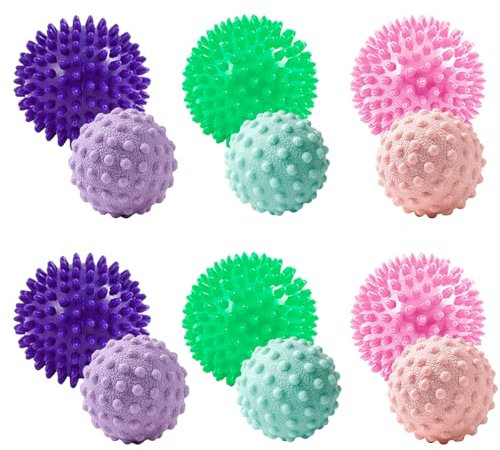 Eiflayn Palline da massaggio, 12 pezzi, 5 cm e 6,8 cm, piccola palla da massaggio a riccio, piccola palla da massaggio con nodi, punto trigger per mani, schiena, piedi, ecc