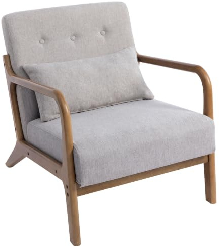 HollyHOME Ohrensessel Sessel Wohnzimmer & Schlafzimmer Relaxsessel Lesesessel Lounge Sessels Holz, Grau