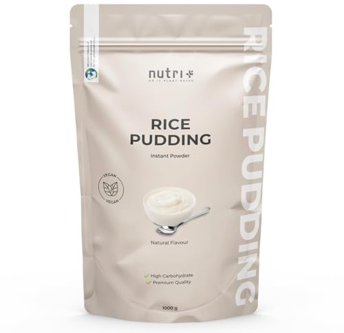 Nutri + Reis Pudding Pulver 1 kg ohne Zucker + Süßstoffe Neutral - Instant Rice Pudding 1000 g Natural - fettarm + cremig - der perfekte Snack