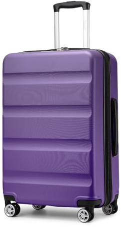 KONO Koffer L Hartschalenkoffer Leicht mit Erweiterbarem Volumen Violett | Ideal für Reisen von Einer Woche, Robuste ABS+PC Hartschale, TSA Schloss, Reisekoffer Mittelgroß mit Leise 360° Rollen