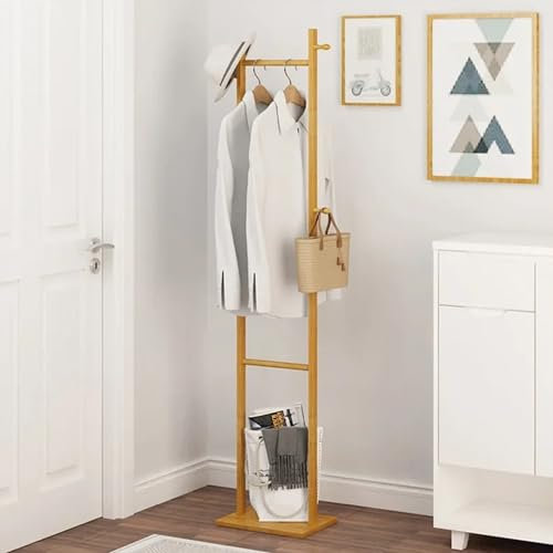 Shakub Garderobenständer,Kleiderständer aus Bambus,Freistehender Kleiderständer,Clothes Rack,163 cm Jackenständer Stehend,für Kleidung, Taschen und Hüte,für Flur Schlafzimmer Büro (Bambus)