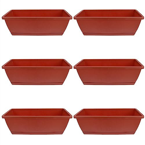 CJHFR472SG Jardinera 6 macetas cuadradas Marrones de plástico for Plantas suculentas, Grandes bonsáis, Accesorios de jardinería, macetas, balcón, jardín, Cultivo de Plantas Verdes Interior-Exterior