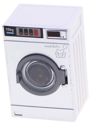 HEALSOPTHY Realistic Washing Machine Model for Dollhouse Operable Drum Mechanism Charming Decorative for Boy Girl Pretend Play Dollhouse Laundry Room Accessory