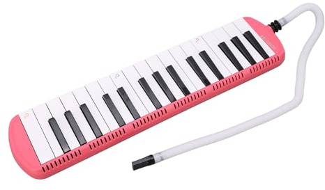 32 Melodica Piano Keys, Sopran Melodica Instrument Air Piano Keyboard mit Röhre & Tasche, Musikinstrument für Anfänger, Erwachsene, Tragbares und Leichtes, 32 Tasten (PINK)
