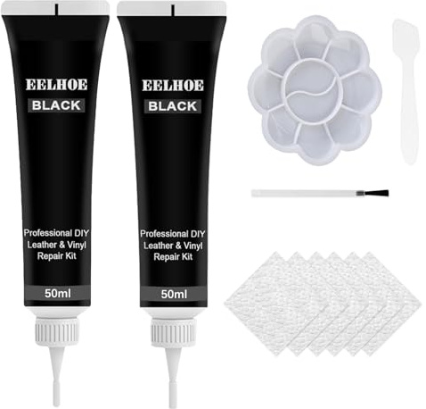 Set da 2 pezzi per la riparazione della pelle, crema riparatrice per pelle da 100 ml, restauratore per pelle, riempitivo per la riparazione della pelle, per il restauro di crepe, buchi(Nero-2)