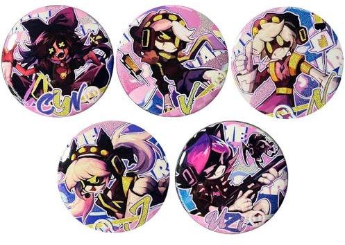5 Murder UziDrone Tinplate Badge Uzi J N Cyn Figure Cosplay Accessories Brooch Cartoon Cool Pins, Metal 58mm