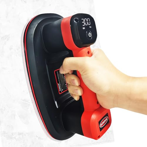DURDUR Durdurr - Sollevatore a batteria per piastrelle, 26 cm, per piastrelle, vetro, marmo, 300 kg, aspirazione a batteria, levetta a ventosa, levetta in vetro, 2 motori, 2 batterie da 2000 mAh
