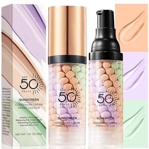 Primer Tricolore, Colour Corrector Makeup Primer Base, Crema Solare per Il Controllo Dell'olio e Idratante, Base Primer Trucco Viso, Fondotinta Illuminante, Rifinitura Dei Pori