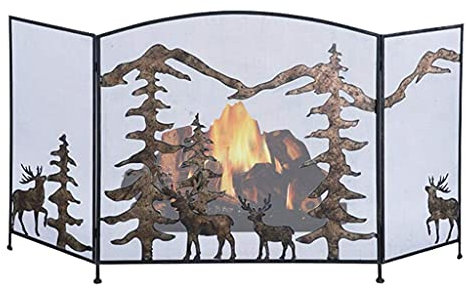Griglia di Protezione per Camino, griglia di Protezione per Camino in Ferro battuto a 3 Pannelli, griglia FireGuard per l'arredamento del Soggiorno (c