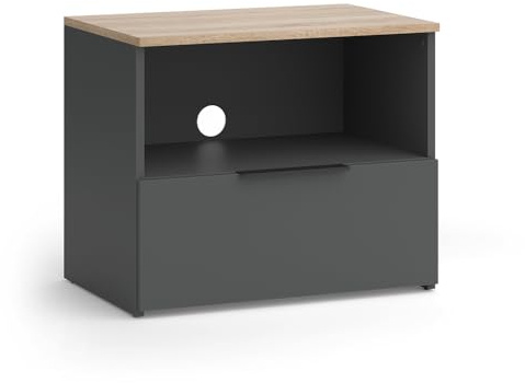 Vicco Mobile tv Wido, Antracite/Sonoma, 60 x 50 cm con cassetto, adatto per TV fino a 43 pollici, passacavi integrato