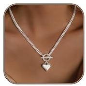 WATEFOER Herz Halskette Gold für Damen 14K Vergoldet Herz Choker Halskette Kubanische Gliederkette mit Herz Anhänger Schmuck Geschenke für Muttertag Halloween Weihnachten