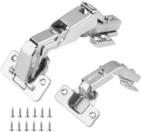 HBL' 165° & 135° Soft Close Cabinet Hinges for Lazy Susan Bifold Doors, Concealed European Hinges, Full Overlay, Adjustable Hinge, 2 x 165° + 2 x 135° Hinges for Pie Cut Corner Cabinets