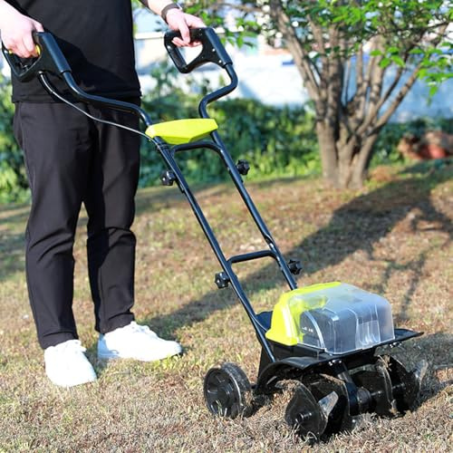 ZHJOPP Micro Tiller, Cordless Tiller, Full Gear Drive, Dual Lithium Battery Life, Powerful Soil Tiller Suitable for Orchards and Vegetable Plots