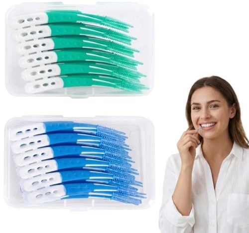 120 Stück Interdentalbürsten, Silikon-Zahnreinigungsstäbchen mit Box