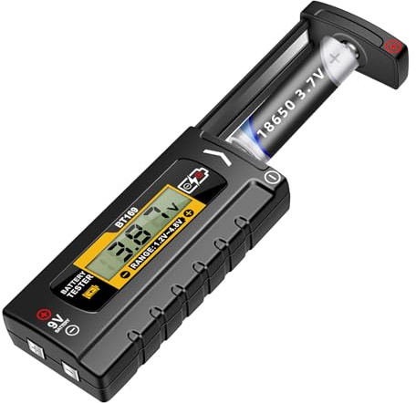 Probador Digital de Pilas,Comprobador de Voltaje Pequeño - Medidor Analizador con Pantalla Digital - Probador para Hogar y Oficina de Baterías AA AAA C D 9V y Pilas de Botón