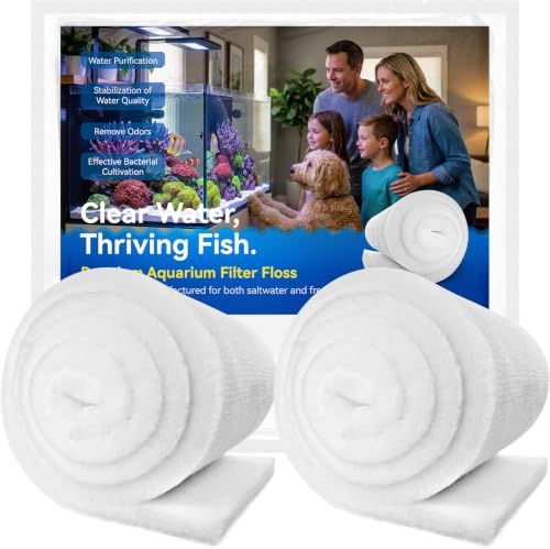 Borlech Aquarium Filterwatte Pad, Filtermedien Zubehör für Aquarien und Teiche, ultraklares Wasser in kürzester Zeit, 2,5 cm dick (30 cm breit, 200 cm lang) 2 Stück