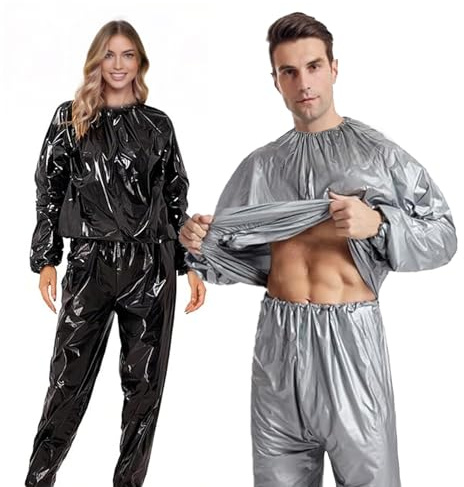 SMD35 Traje de sauna para sudar y modelar traje de sauna, traje de sudoración, traje de sauna para hombres y mujeres, traje de adelgazamiento resistente a desgarros para mujer y hombre, gimnasio