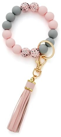 CHUQING Schlüsselanhänger Armband Schlüsselarmband Autoschlüsselanhänger | Schlüsselanhänger Armband mit Silikonperlen, Schlüsselband Kurz Perlen Schlüsselbund für Autoschlüssel, Damen und Alltag