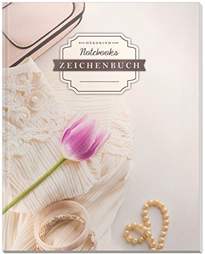DÉKOKIND Zeichenbuch: DIN A4, 122 Seiten, Register, Vintage Softcover | Dickes Blanko-Notizbuch zum Selbstgestalten | Motiv: Mädchen