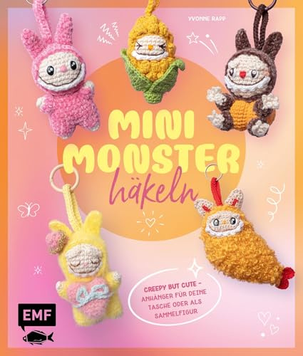 Schlüsselanhänger häkeln: Mini-Monster für Labubu-Fans: Creepy but cute: Amigurumi-Bagcharms für deine Tasche oder als Sammelfigur
