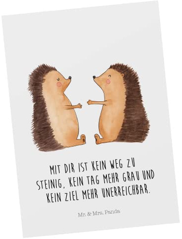 Mr. & Mrs. Panda Postkarte Igel Liebe - Geschenk, Jahrestag, Ansichtskarten, Grußkarte, Fotokarte, Hochzeitstag, Postkarten, Hochzeit, Freundin, Ansichtskarte
