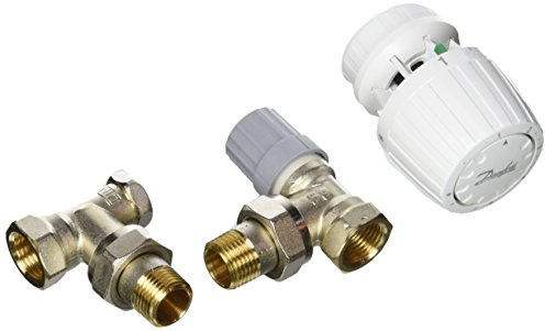 Danfoss 013G5217 Pack tête thermostatique Technologie gaz pour la rénovation RA2990 + Corps RA-FN 1/2 équerre + coude RLV-S 15, Blanc