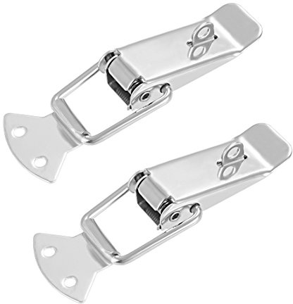 sourcing map Spring Loaded Toggle Latches, 110mm Length Stainless Steel 304 Hasps Clamps for Case Box Trunk Catches, Pack of 2 (with Lock Hole)