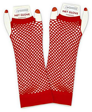 KarnevalsTeufel Damen Netzhandschuhe in Rot Länge ca. 23 cm