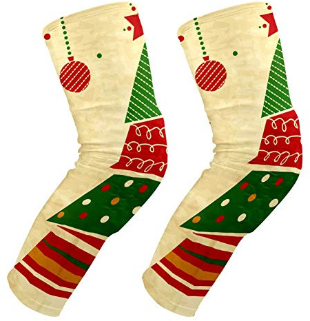 EZIOLY Knieschoner, Vintage-Weihnachtsbaum und Ornamente, Basketball, Volleyball, Wabenbein, Knieschoner, gepolstert, für Herren und Damen
