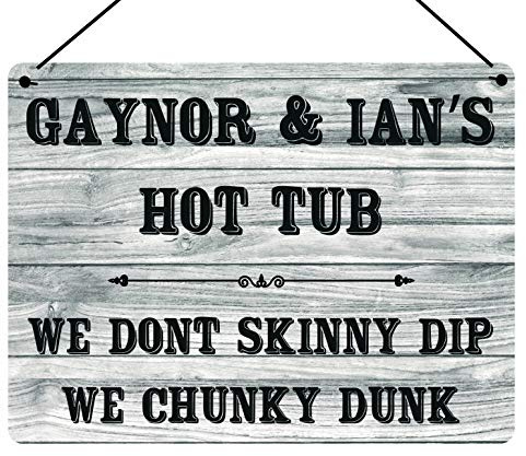 Maggie-mais Personalised Fun Hot Tub Sign Metal Plaque Gifts, Bar,Garden,