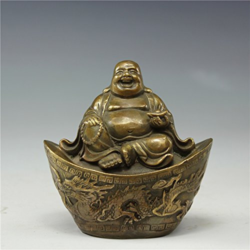 YOPDNE Reine Kupfer Buddha Statue Barren Maitreya Buddha Gott des Reichtums Handwerk Geschenk Dekoration Bronze