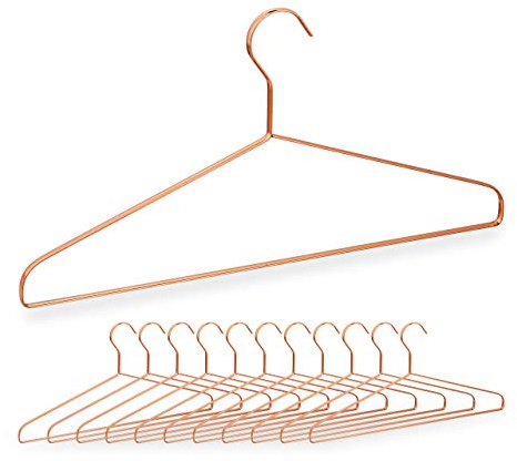 Relaxdays 48 x Kleiderbügel, für Hemden, Jacken & Hosen, platzsparend, Metall, Drahtbügel, 42 cm breit, schöne Bügel, Kupfer