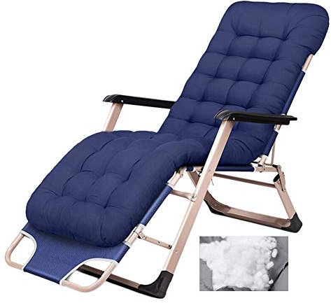 Sywlwxkq Zero Gravity Patio Stühle im Garten im Freien Sonnenliege Liege Klapp Liege Büro Strandkorb Mit Kissen Unterstützt 200 kg Blau