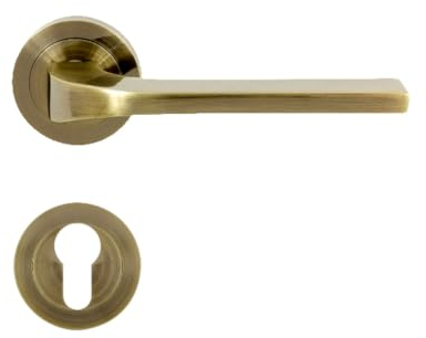 domino TIPO-R M3 - Set di maniglie per porta, cilindro profilato, rosetta rotonda, maniglia per porta d'ufficio, cantina e porta interna, accessori per porta in alluminio, maniglia in bronzo