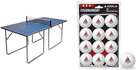 JOOLA,19110,Tischtennistisch AA8Tischtennis FreizeittischInklusive Tischtennisnetz-22 KG,blau, one Size & Tischtennisbälle Tournament 3-Stern Selektierte 40+mm Durchmesser, Weiss, 12 Stück