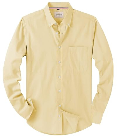 J.VER Oxford Herren Hemd Bügelfrei Regular Fit Hemd Langarm Casual Hemd aus Oxford Button Down Hemd Faltenfrei Freizeithemd mit Tasche