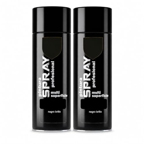 various Pintura Spray Negro Brillo de 400 ml Adecuado para las Superficies de Metal, Madera y Plástico Pack de 2 Unidad
