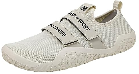 JiuQing Deadlift Chaussures Hommes Femmes Haltérophilie Squat Chaussures Barefoot Fitness Cross-Trainer Basket pour Gym Intérieure,Beige,43 EU
