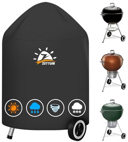 Zettum Funda para Barbacoa Exterior Impermeable 47 cm - Cubierta BBQ de Parrilla de carbón 600D Oxford para Barbacoa Weber， Resistente al Desgarro Funda Protector para Weber Master Touch, Negro