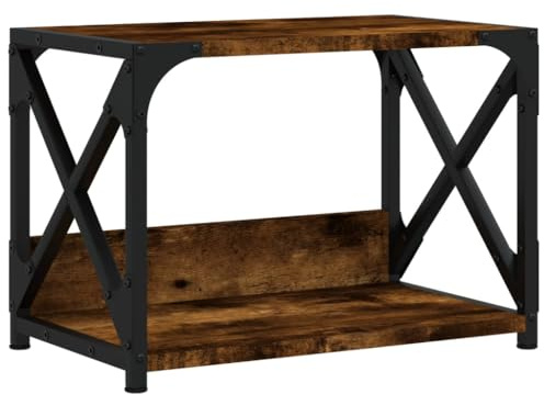vidaXL Druckerständer, Druckerregal mit 2 Ablagen, Druckertisch Ständer mit verstellbaren Beinen, Schreibtischaufsatz Druckerhalter, Räuchereiche