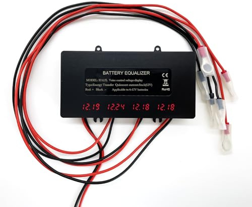 Jadeshay Batterie Égaliseur, Équilibreur de Batterie de Tension d'égaliseur de Batterie 48V 4 x 12 V, for Batterie au Lithium au Plomb, avec Affichage numérique